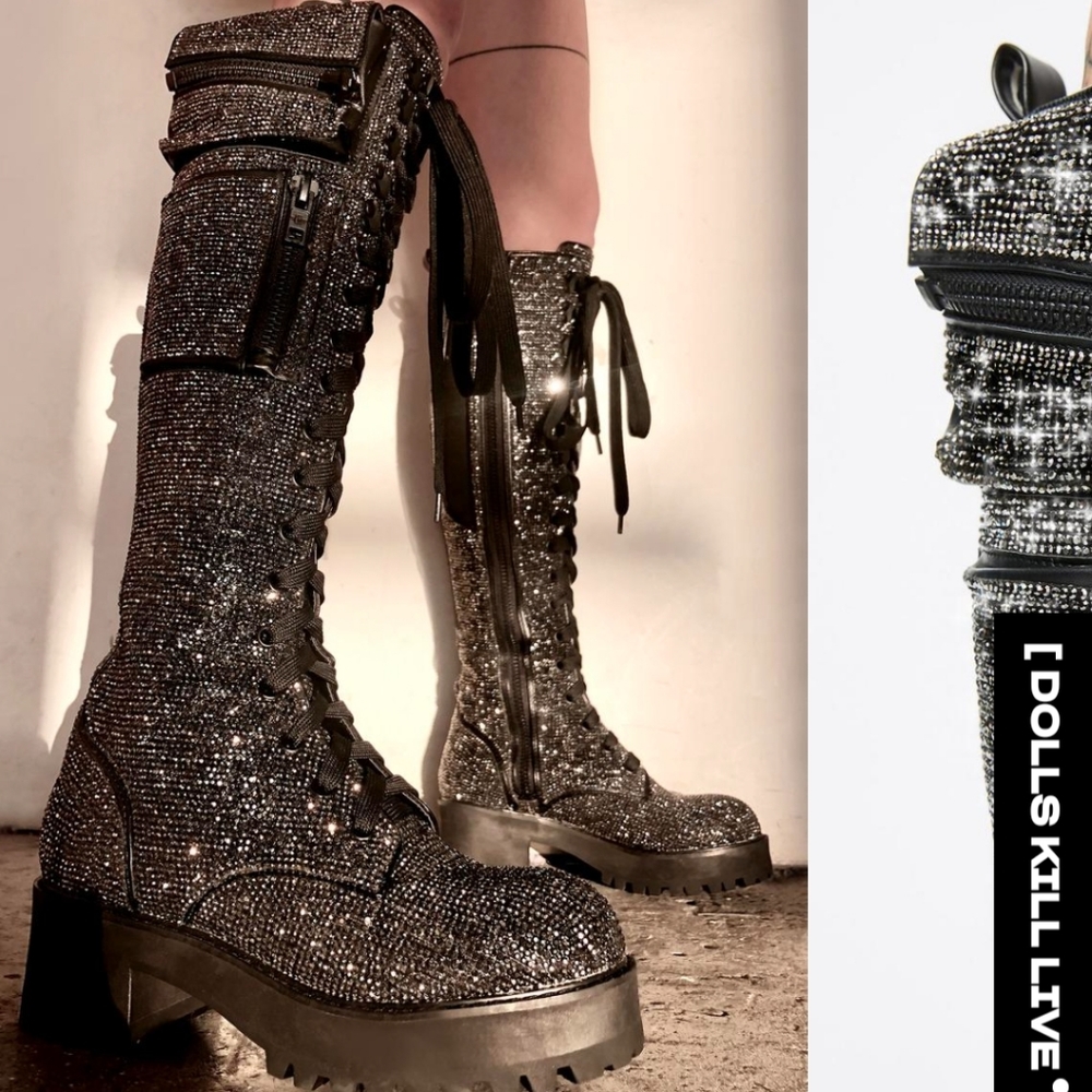 Club Exx Bling Brigade Pocket Combat Boots size 11